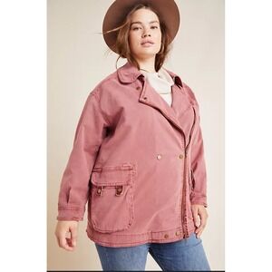 Anthropologie Moto Utility Parka Jacket XS Casual Pockets Lightweight Coat Mauve